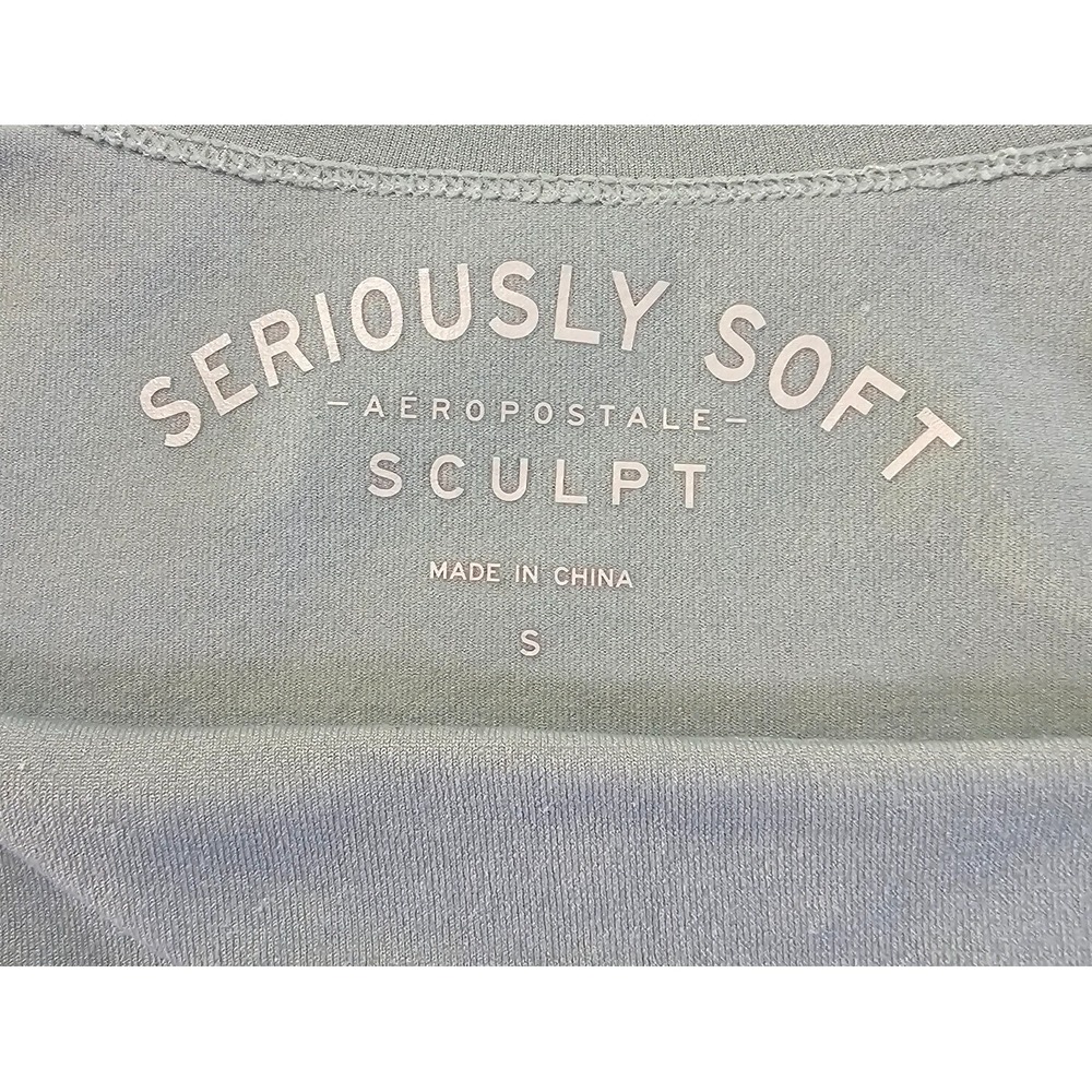 Aeropostale Seriously Soft Sculpt Womens Sage Green Square Neck Top Small Stretc - Picture 3 of 3
